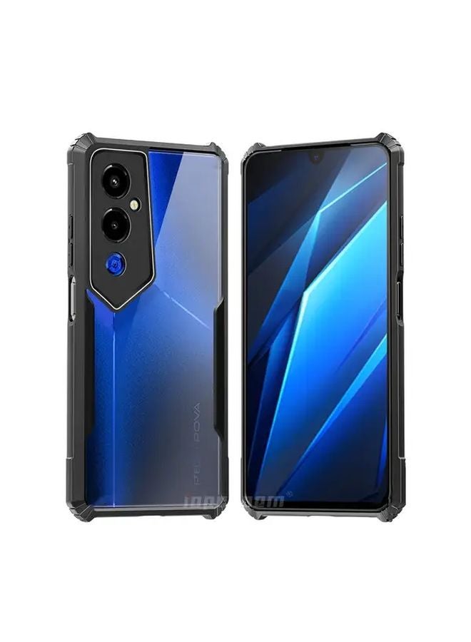 Shockproof Clear Phone Case for Tecno Pova 5 Transparent Acrylic Cover Black - Image 5